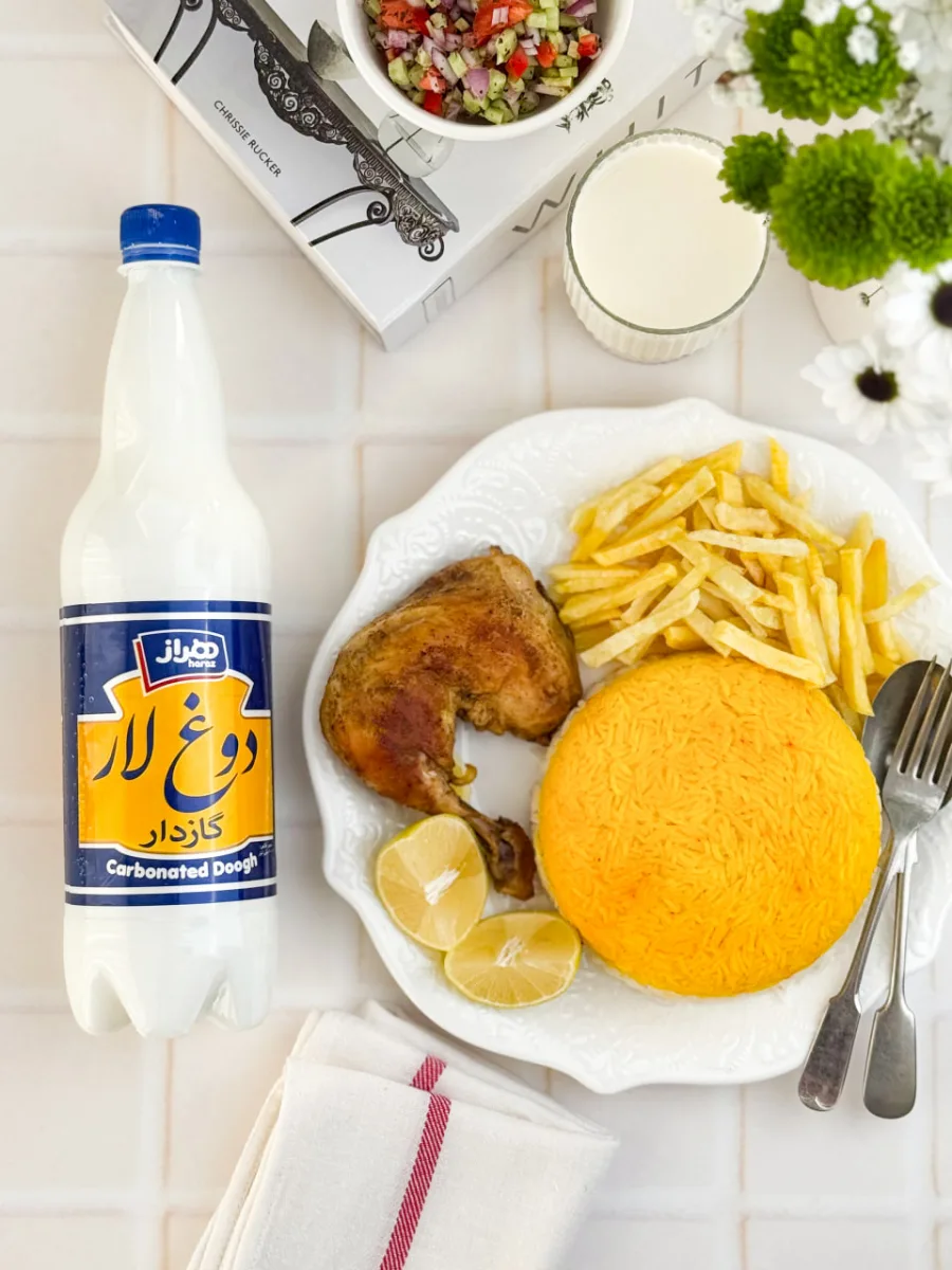 Local Sour Yogurt Drink with Golpar Flavor
